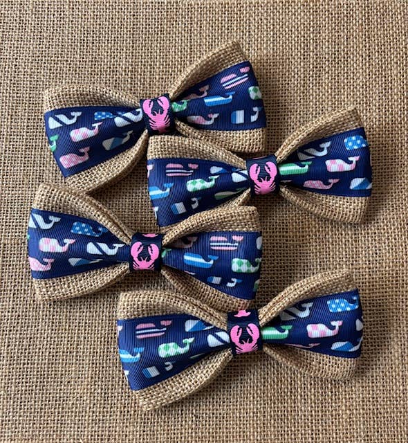 Preppy Coastal Whales Lobster Center