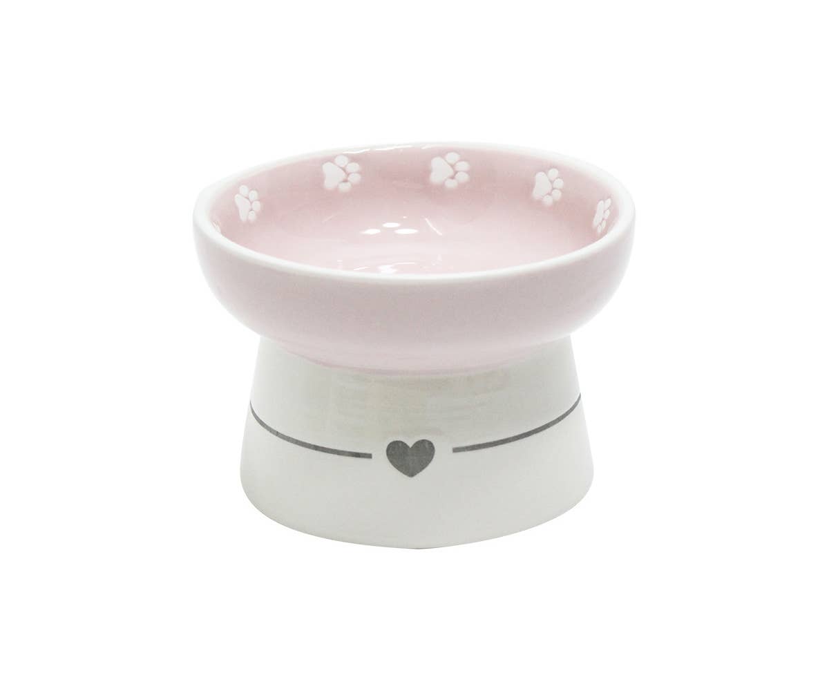 HEART RING PINK 4.4" PEDESTAL PET BOWL