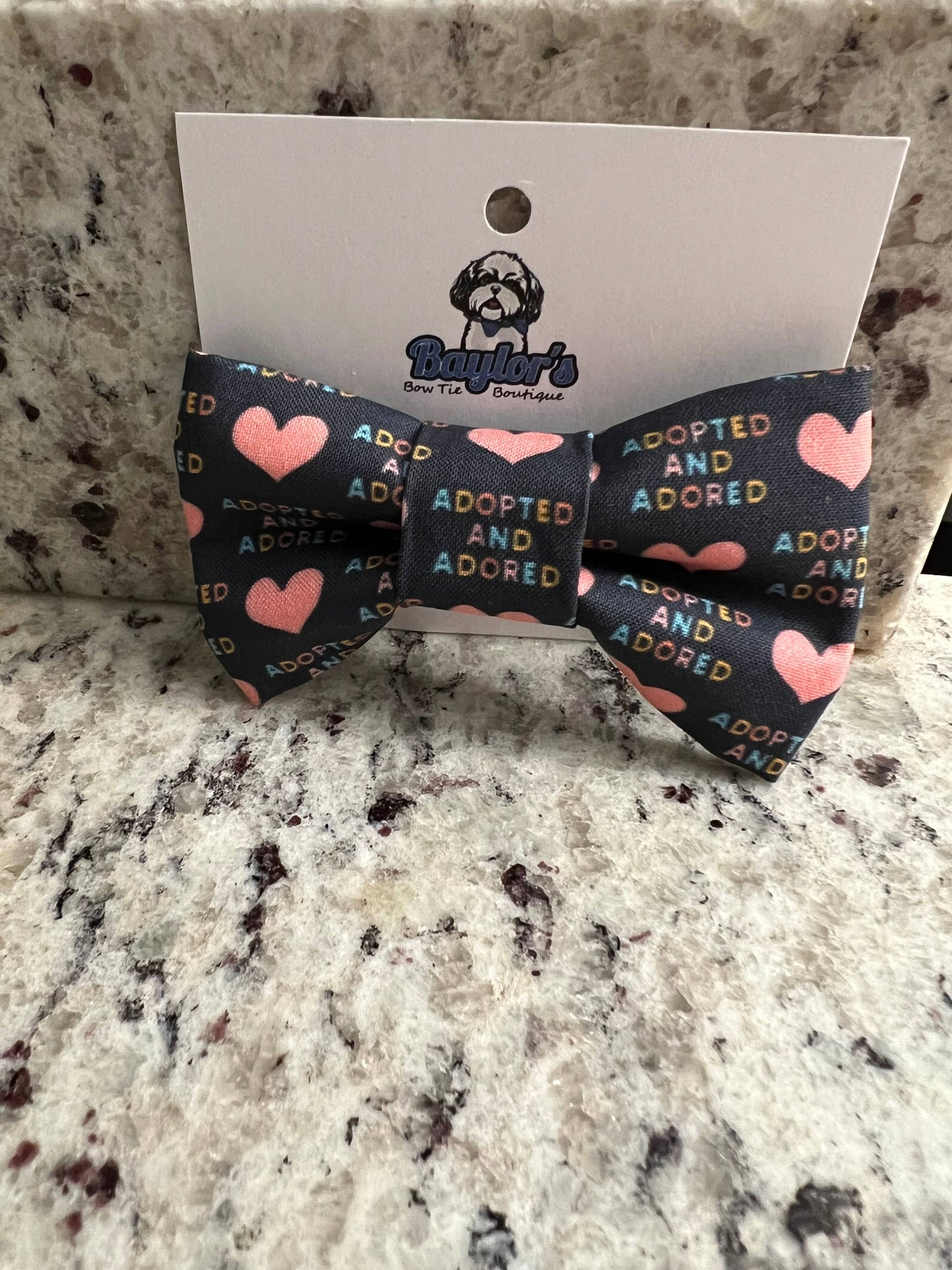 Adopted and adored dog Bow Tie, party dog bow tie