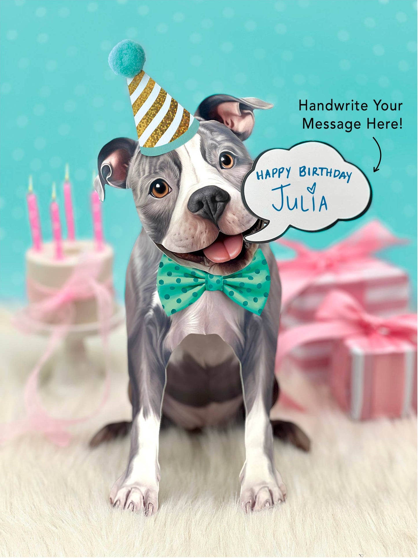 Gray Pitbull (6 Pop-up Greeting Cards)