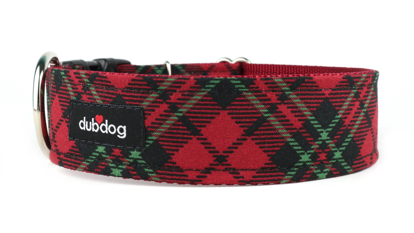 Holiday Plaid Dog Collar: L 22"(L) x 1.5"(W) / No