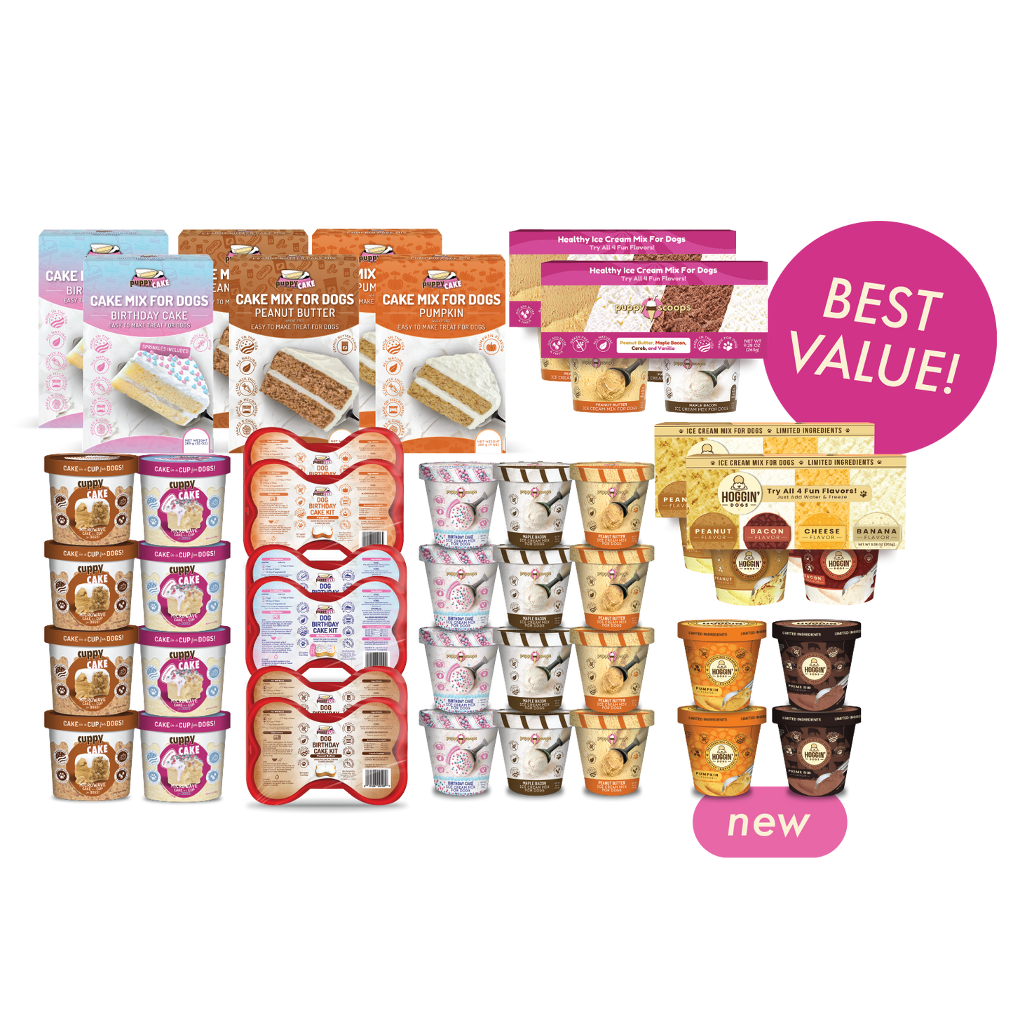 Puppy Cake Premium Assortment of Dog Cake and Ice Cream Mix