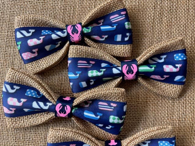 Preppy Coastal Whales Lobster Center