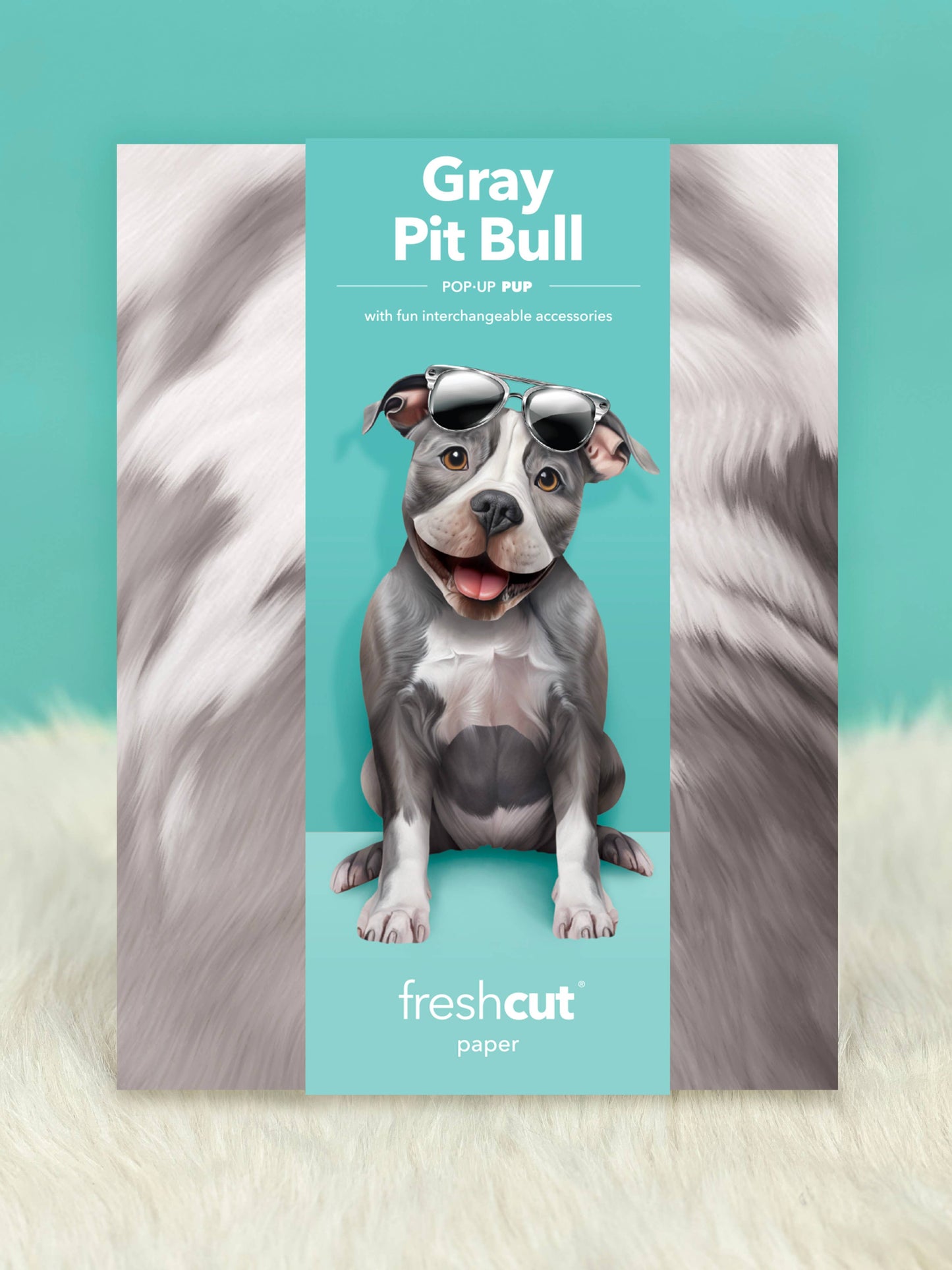 Gray Pitbull (6 Pop-up Greeting Cards)