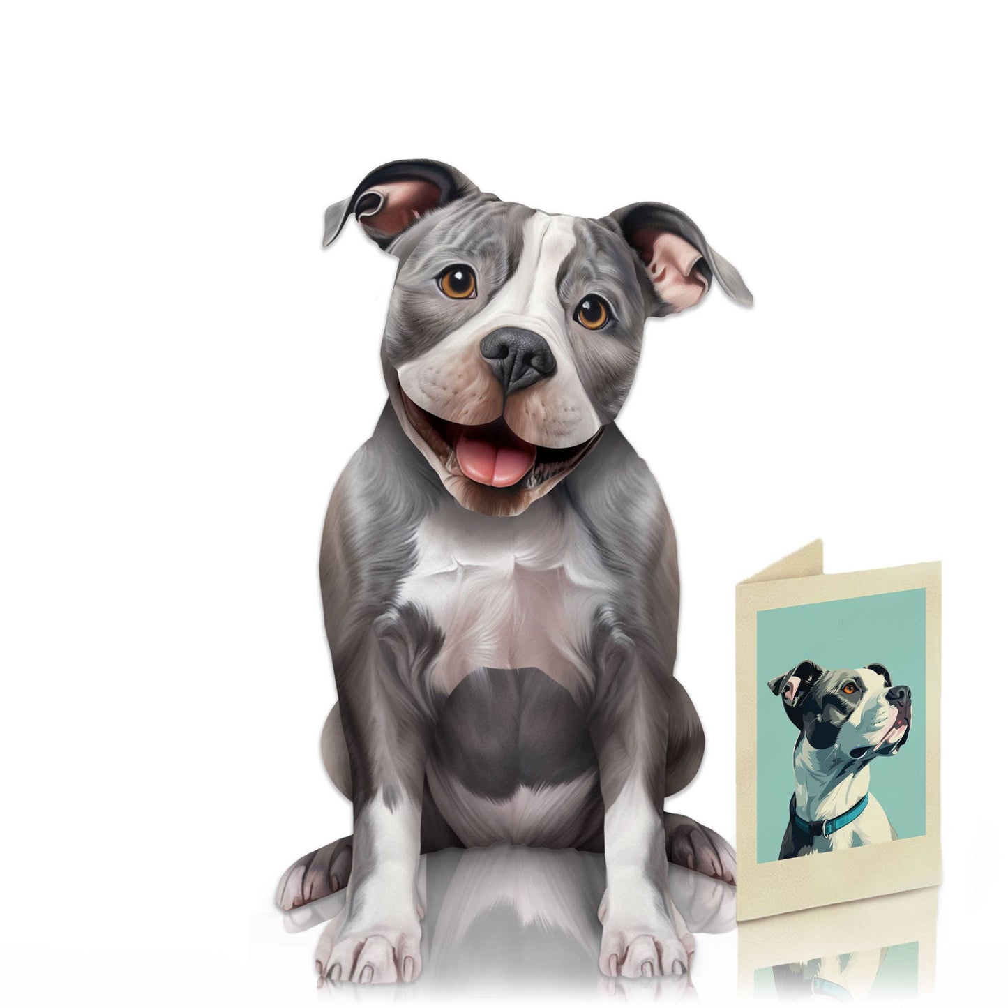 Gray Pitbull (6 Pop-up Greeting Cards)