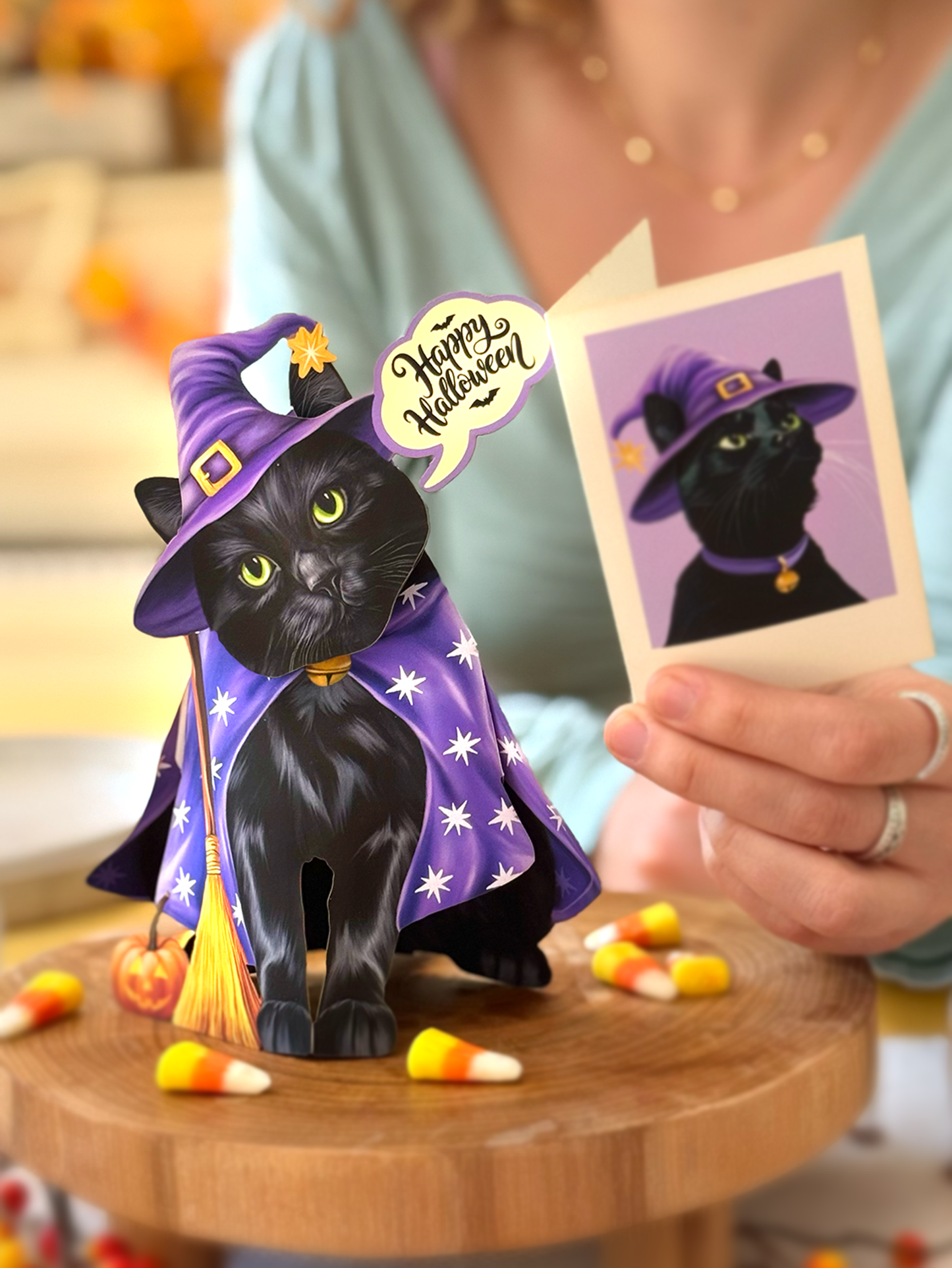 Mini Halloween Cat (10 Mini Pop-up Greeting Cards)