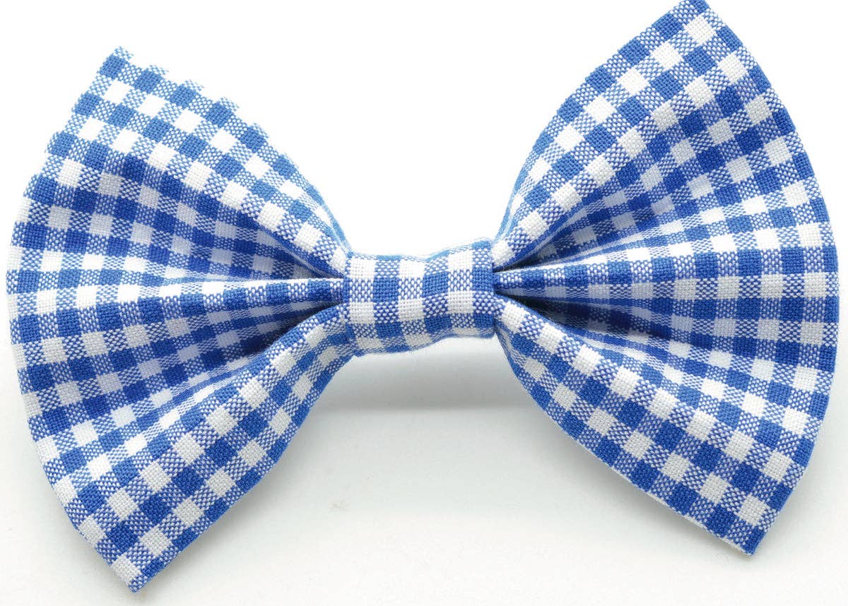 Blue Mini Gingham Bow Tie for Dogs or Cats