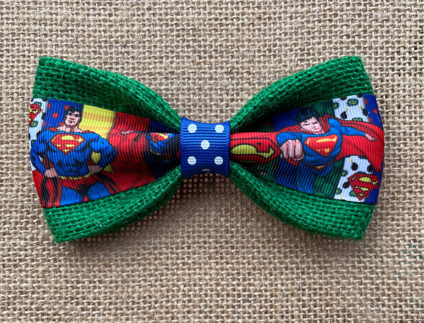 Superman On Green Burlap