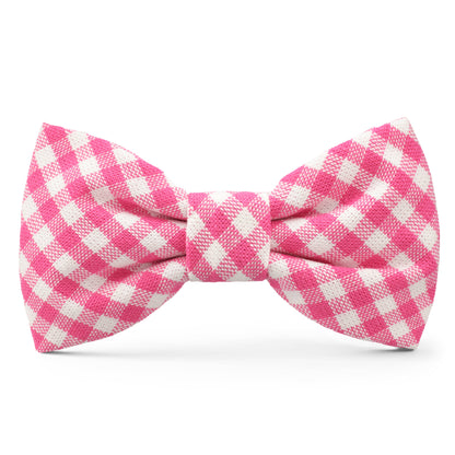 Hot Pink Gingham Dog Bow Tie