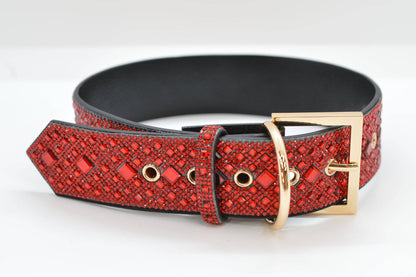 Red Rhinestone Dog Collar