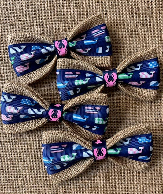 Preppy Coastal Whales Lobster Center
