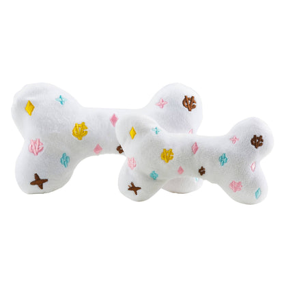 White Chewy Vuiton Bones Squeaker Dog Toy