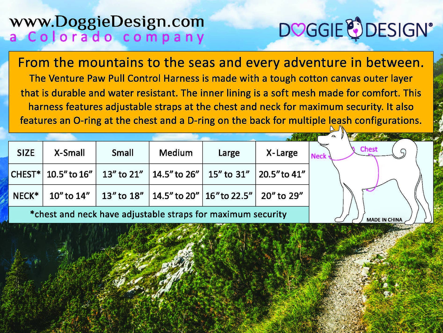 Venture Paw Dog Harness - Mountain Lake