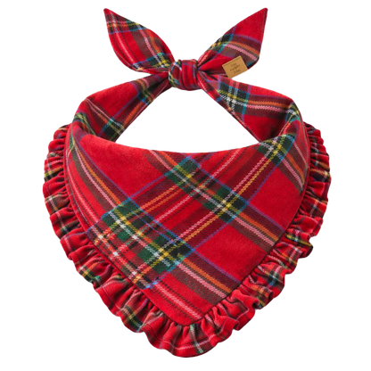 Tartan Plaid Flannel Ruffled Dog Bandana