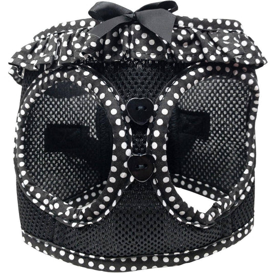 American River Polka Dot Dog Harness - Black & White