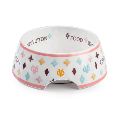 White Chewy Vuiton Dog Bowl - 3 Sizes!! Dog Food Bowl