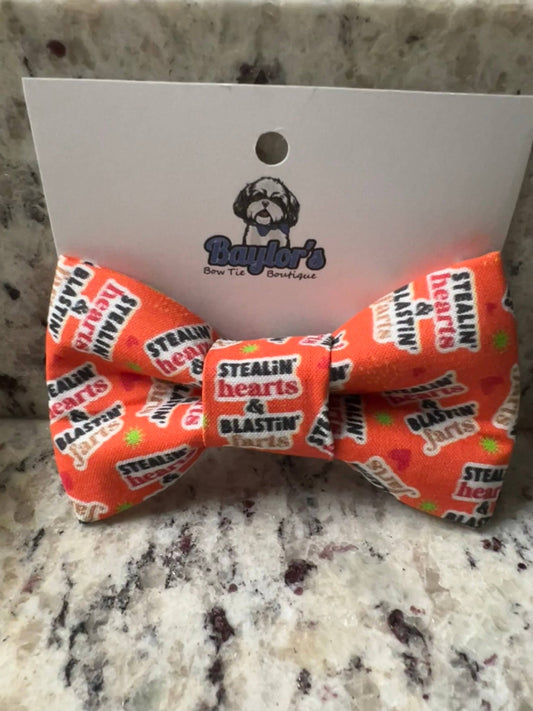 Stealin hearts & blastin farts dog Bow Tie, funny bow tie