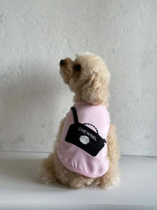 Chewnel Crossbody Black & White Flower on Pink CB150