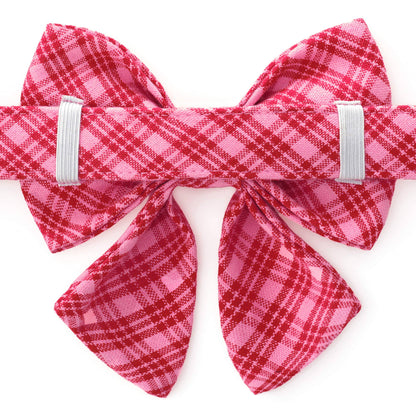 HTH x TFD Katherine Plaid Valentine Lady Dog Bow