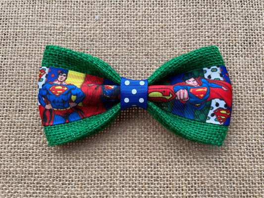 Superman On Green Burlap