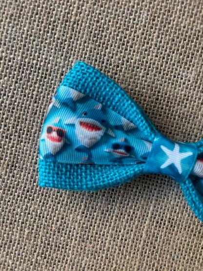 Sharks on Teal Burlap
