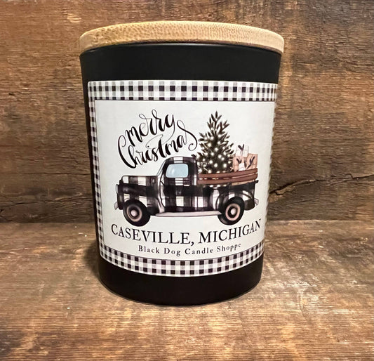 Merry Christmas Gingham Truck Candle