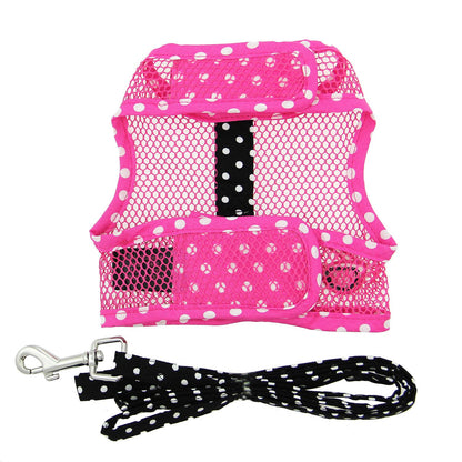 Cool Mesh Dog Harness - Sunglasses Pink & Black Polka Dot