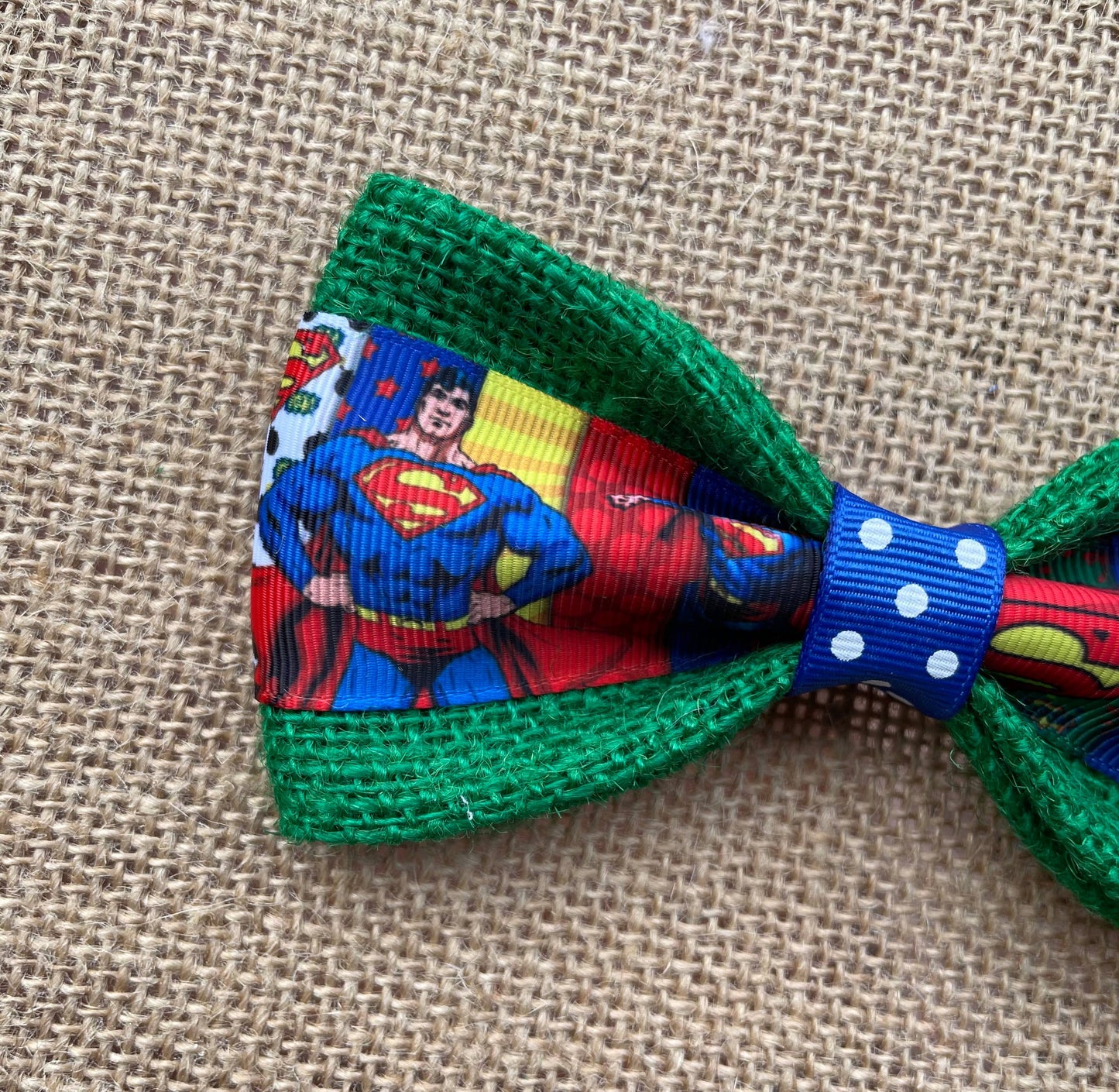 Superman On Green Burlap
