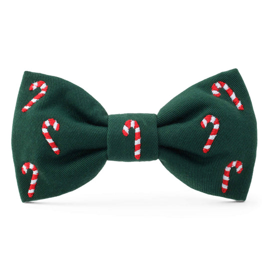 The Foggy Dog - Candy Canes Embroidered Dog Holiday Bow Tie