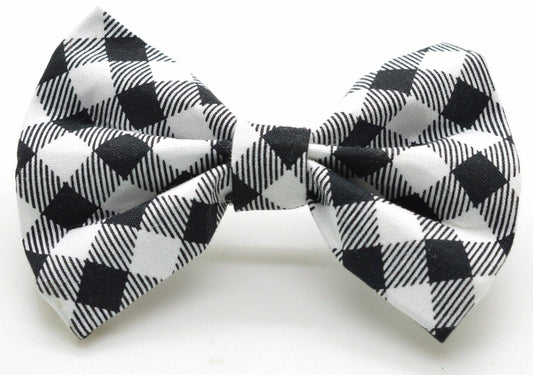 White & Black Buffalo Plaid Bow Tie