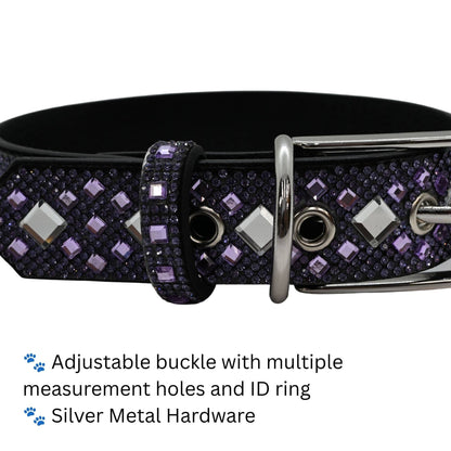 Purple Rhinestone Dog Collar