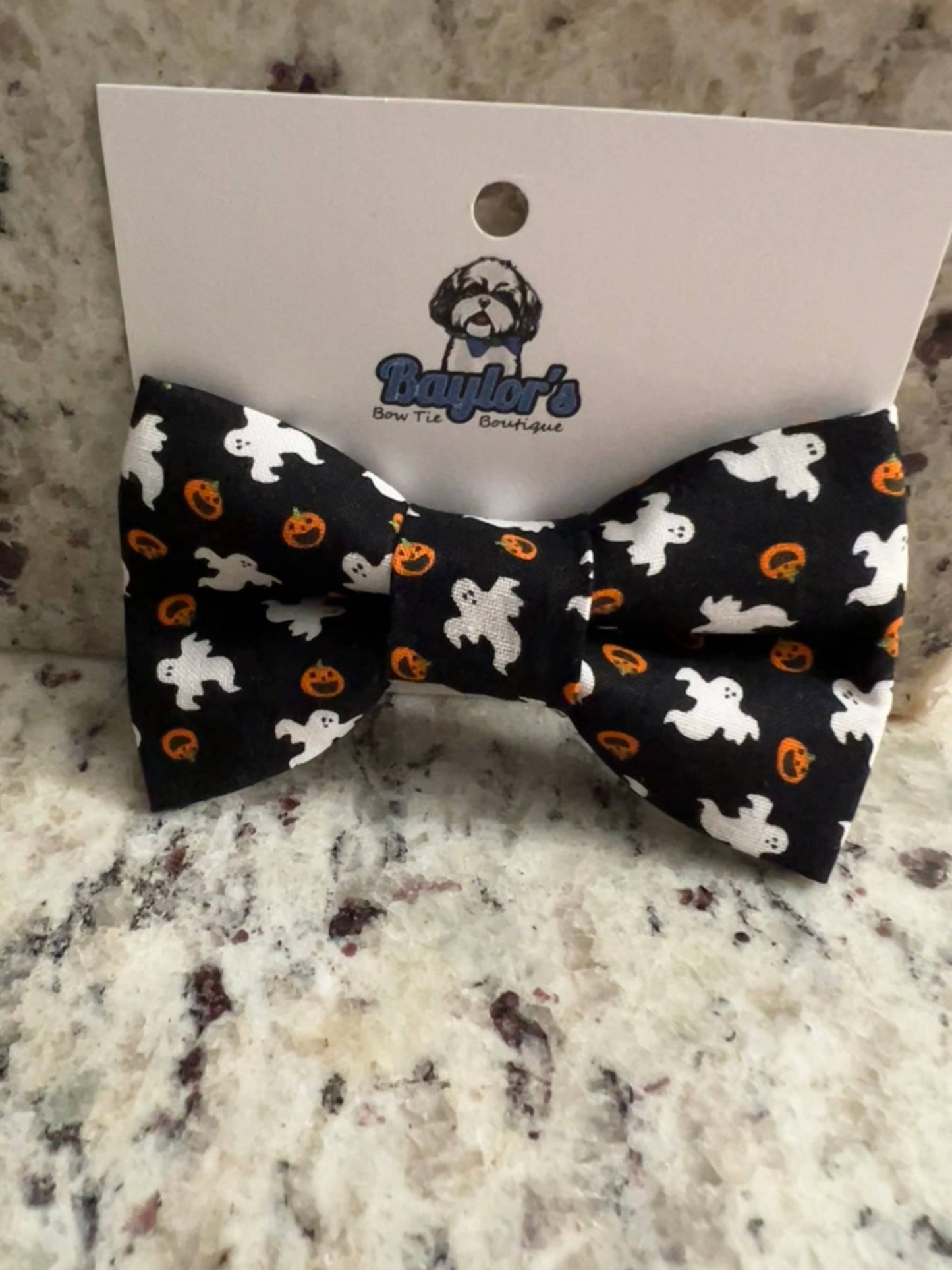 Pumpkin & ghost Pet Bow Tie, Halloween dog bow tie