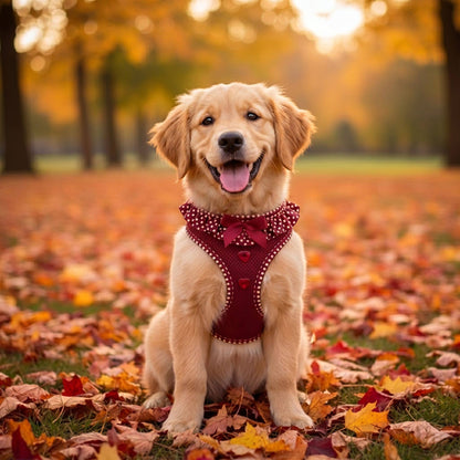 American River Polka Dot Dog Harness - Wine Polka Dot