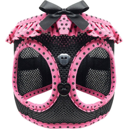 American River Polka Dot Dog Harness - Hot Pink & Black