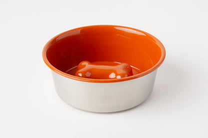 Bone Slow Feeder Bowl Orange (Large)