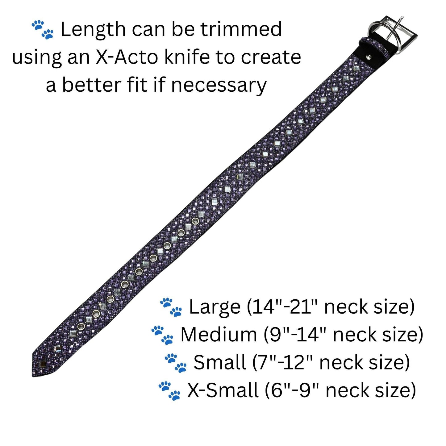 Purple Rhinestone Dog Collar