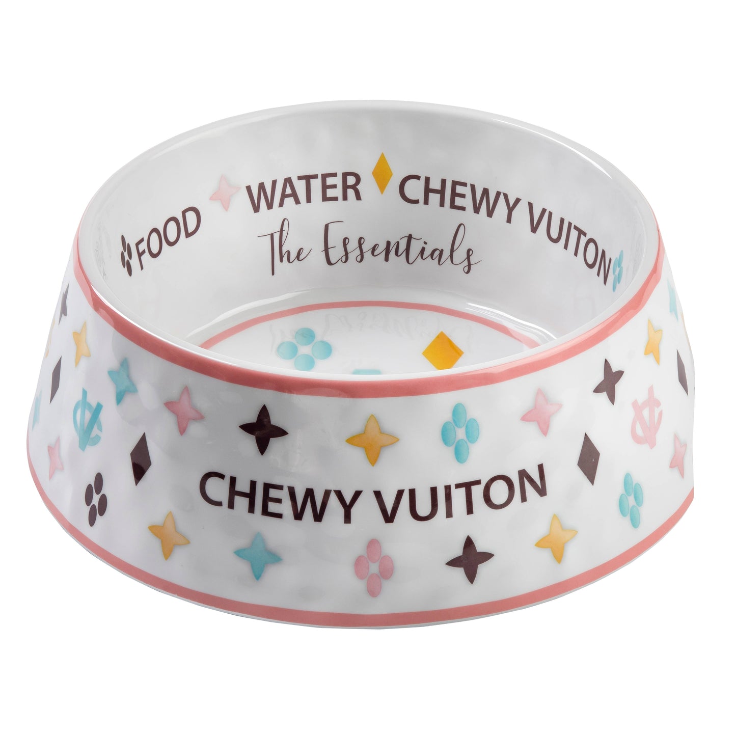 White Chewy Vuiton Dog Bowl - 3 Sizes!! Dog Food Bowl