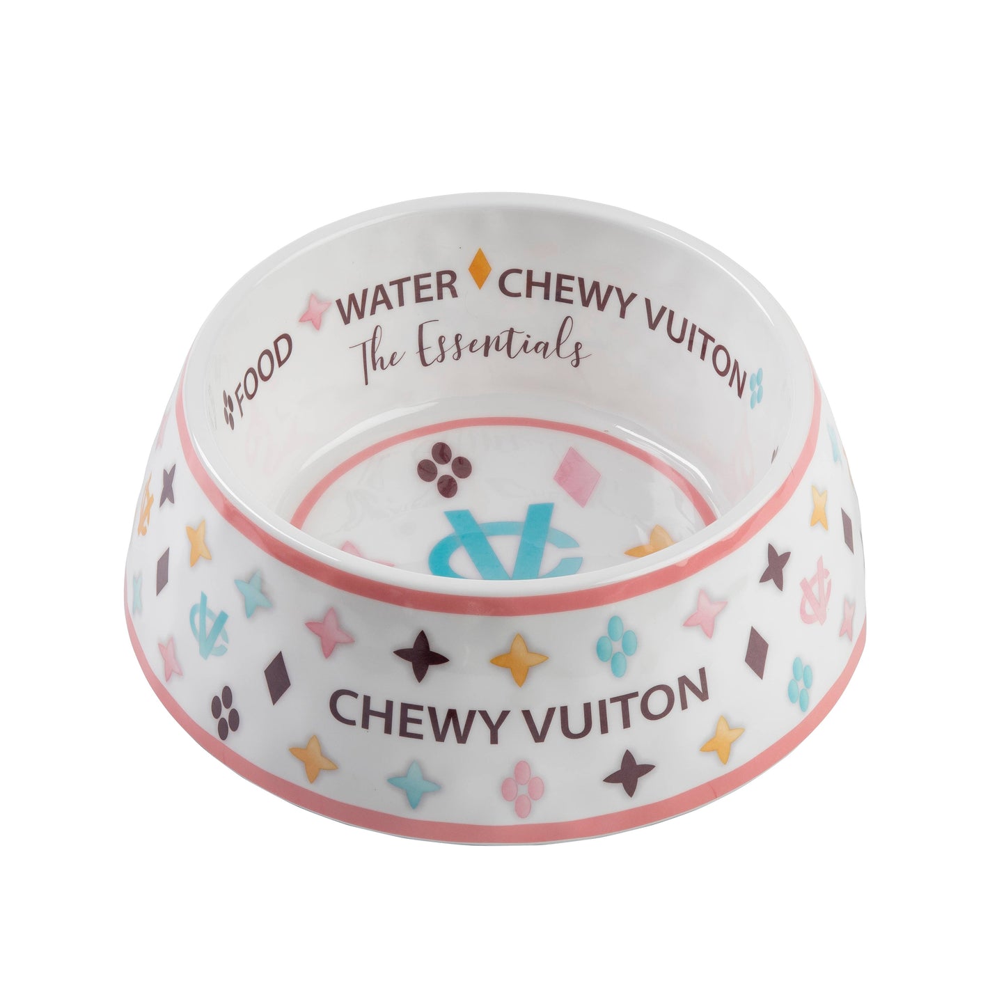 White Chewy Vuiton Dog Bowl - 3 Sizes!! Dog Food Bowl