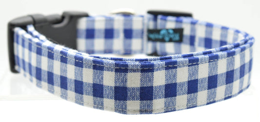 Blue Gingham Collar for Dogs or Cats