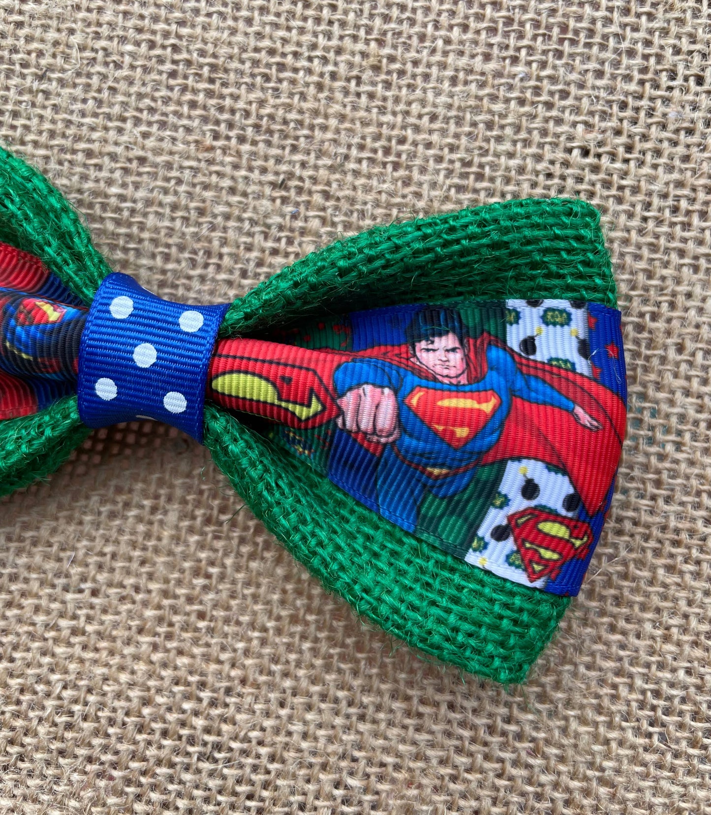 Superman On Green Burlap