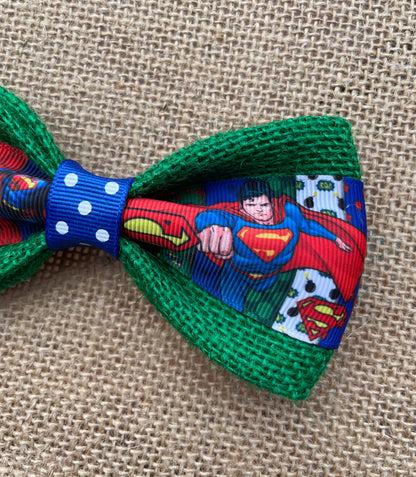 Superman On Green Burlap