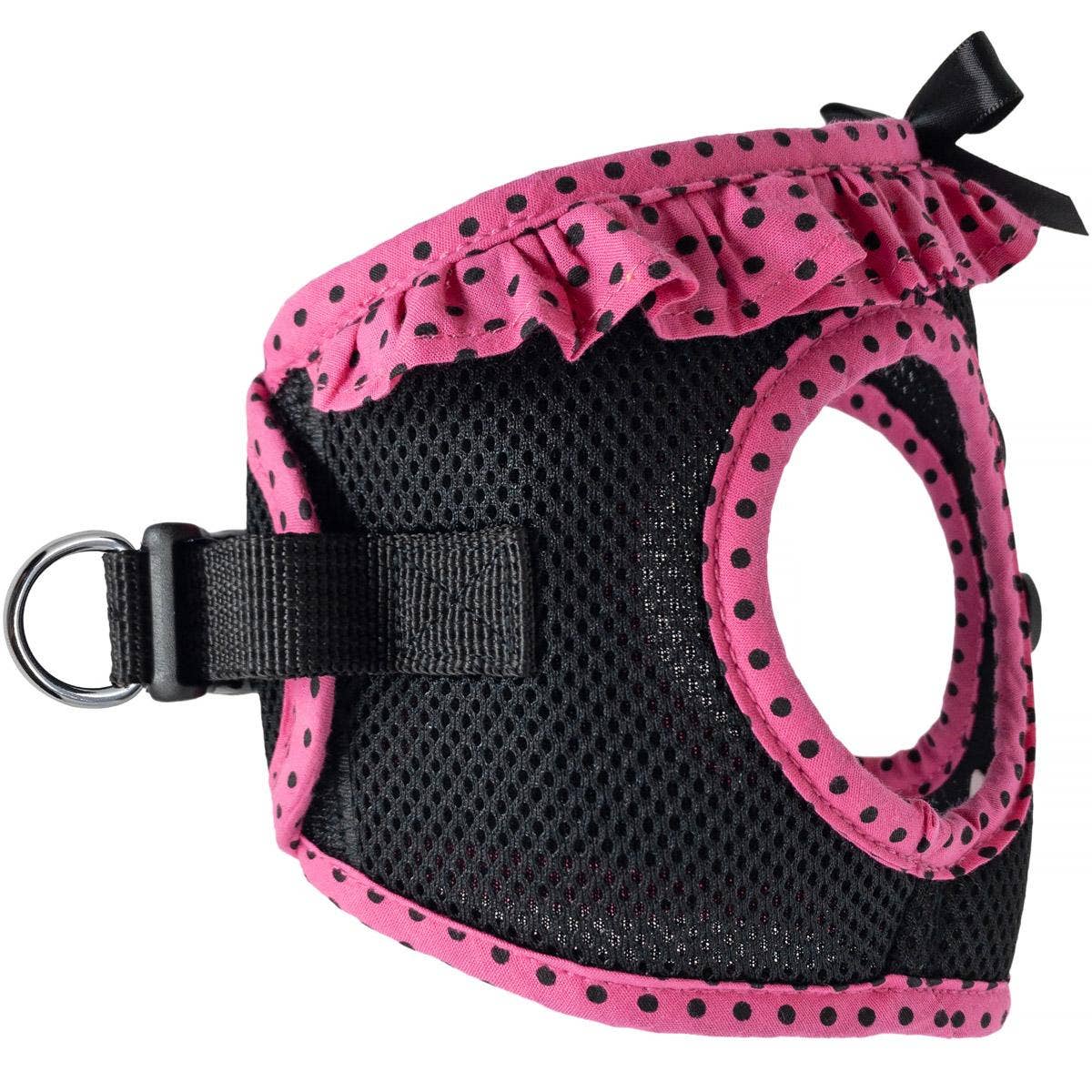 American River Polka Dot Dog Harness - Hot Pink & Black