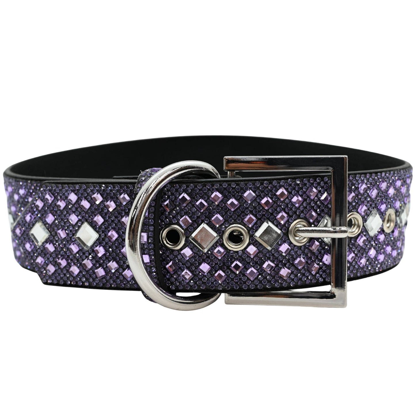 Purple Rhinestone Dog Collar