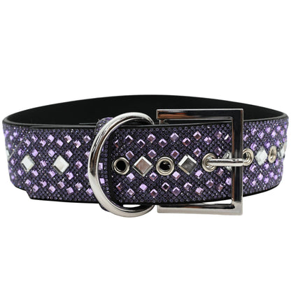Purple Rhinestone Dog Collar