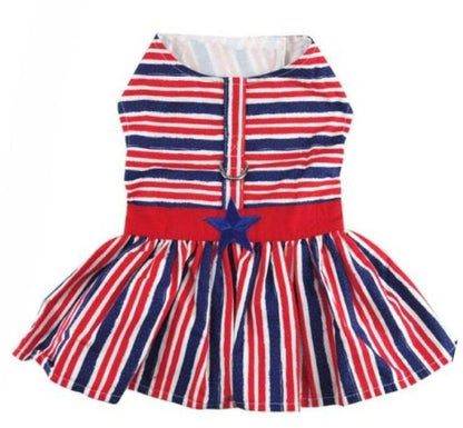 Patriotic Dog Dress with Matching Leash