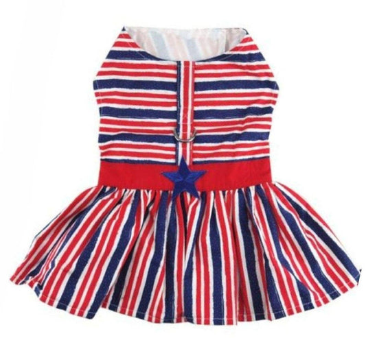 Patriotic Dog Dress with Matching Leash